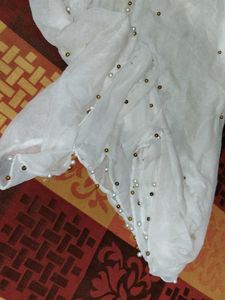 Elegant White Beaded  Dupatta