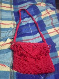 Red Crochet Crossbody Bag