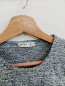 Gray Textured Sleeveless Crop Top