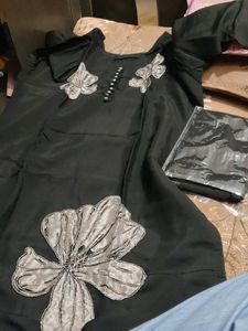 unused Elegant Black Kurta with Embellishments