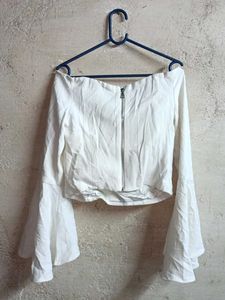 BARDOT Partywear Cropped Top White Premium