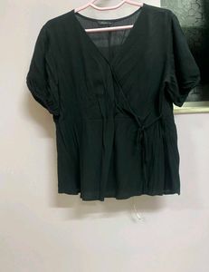 Chic Black Wrap Top