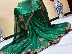heavy bridal handwork Green  Saree