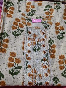 Women Cotton 3Pcs Kurti Set.Size-L