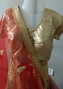 Stunning Golden &amp; Red Lehenga Choli