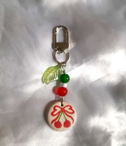 handcrafted clay Cherry Keychain / bag charm
