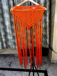 Orange Crochet Fringe Top