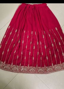 Red &amp; Gold Embroidered Anarkali Suit