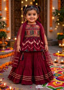 💕 Rose Pink Baby girl Lahenga 💕