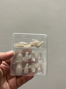 Elegant Press-On Nails with Rhinestones