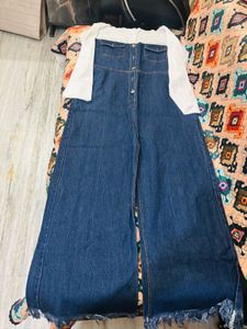Stylish Denim Jumpsuit with White Shirt