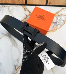 Hermes Designer Black Leather Belt