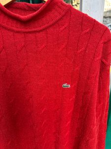 Lacoste Red Knit Turtleneck Sweater