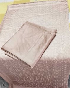 unstitched 2piece Chikankari satin Silk full suit