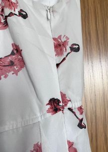 White Floral Print Midi Dress