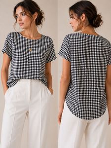 Chic Houndstooth Print Top