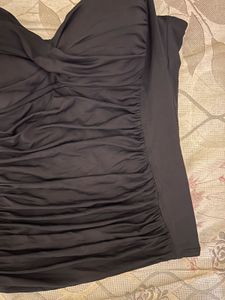 Chic Ruched Black Tank Top