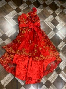 Stunning Red Embellished One-Shoulder Dress
