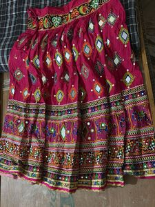 Embroidered Mirror Work Garba Skirt