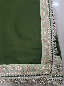 Elegant Green Saree with Embellished Border
