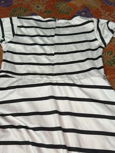 Striped Dress with Denim Shrug