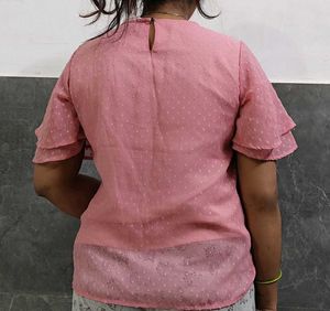 Chic Pink Flutter Sleeve Top
