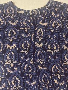 Blue Paisley Print Kurta with Tassels