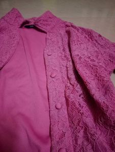Pink Lace Open Front Shirt