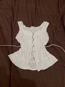White Lace Trimmed top