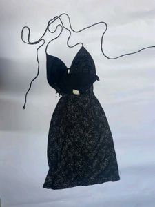 Sparkly Black Halter Neck Dress