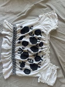 Embroidered Floral Off-Shoulder Top