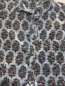 Blue Block Print Kurta