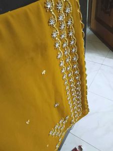 Elegant Mustard Embroidered Saree