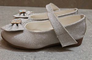 Sparkly Silver Mary Jane Shoes with Bow