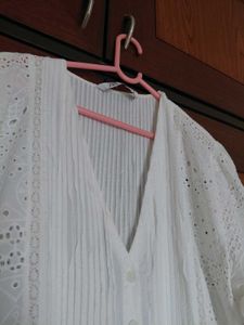 ZARA Chic White Broderie Anglaise Dress