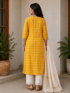 Yellow Printed Kurta