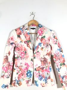 White Floral Printed Blazer (Women’s)