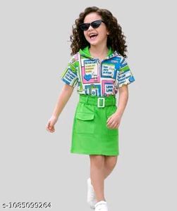 Cute Orange Skirt Set for Girls