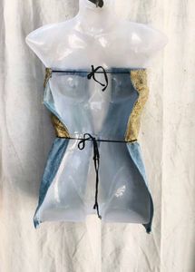 Unique Denim &amp; Burlap Strapless Top