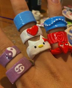 3 × ❤️ Y2K Chunky Clay Rings ✨