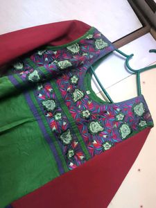 Green Embroidered Anarkali Kurti