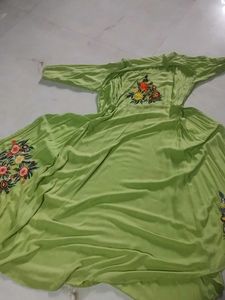 Floral Embroidered Green Anarkali