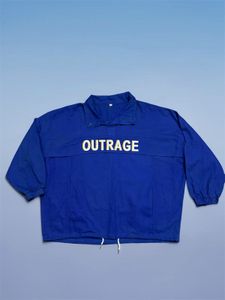 Blue "OUTRAGE" Pullover Top