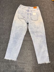 Zara High-Waisted Double Button Acid Wash Jeans