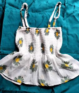 Floral White Crop Top