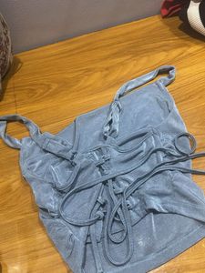 Stylish Blue Halter Neck Top