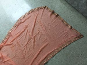 Elegant Peach Dupatta with Embellished Border