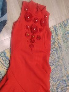 Red Dress with Floral Detail