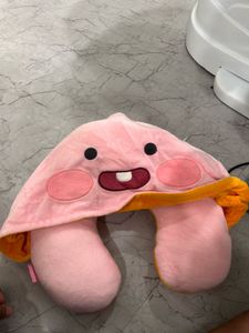 2 in 1 neck pillow pink and yellow
