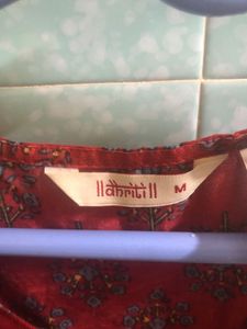 Red Floral Print Kurta